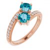 14k Rose Topaz & Diamond Bypass Ring - Image 4