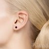 14k White Gold 5mm Garnet Earrings - Image 2