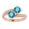 14k Rose Topaz & Diamond Bypass Ring